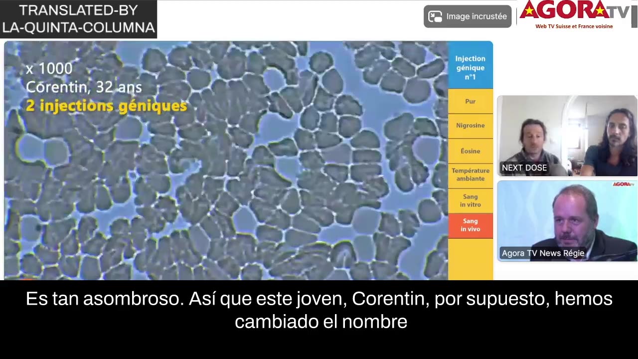 Observación al microscopio del contenido de « productos inyectables », por el equipo de Next Dose.