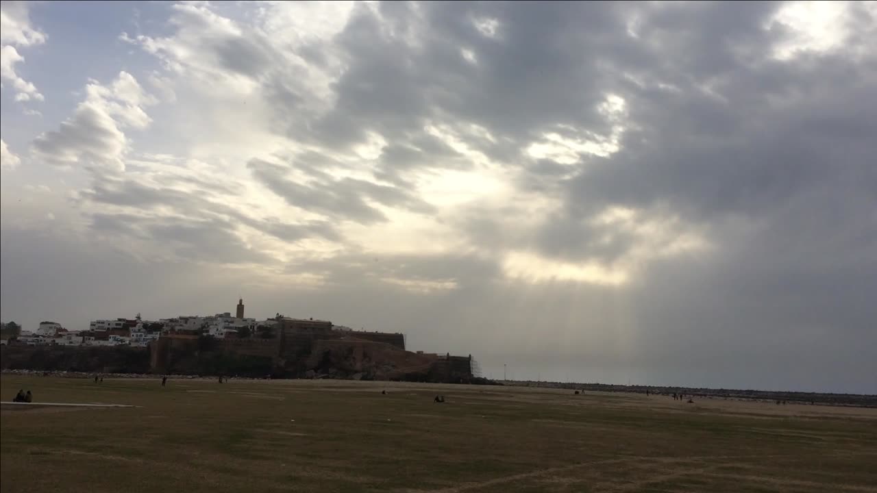 Kasbah des Udayas (Oudayas Kasbah) in Rabat, Morocco and Beach of Salé and Bouregreg Marina