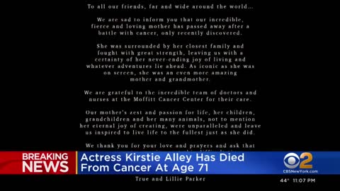 Actress Kirstie Alley dies from cancer at age 71