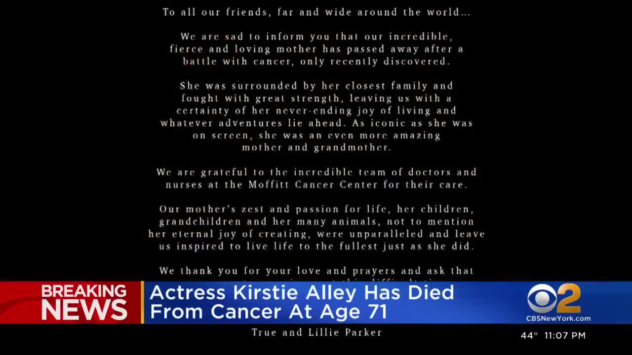 Actress Kirstie Alley dies from cancer at age 71