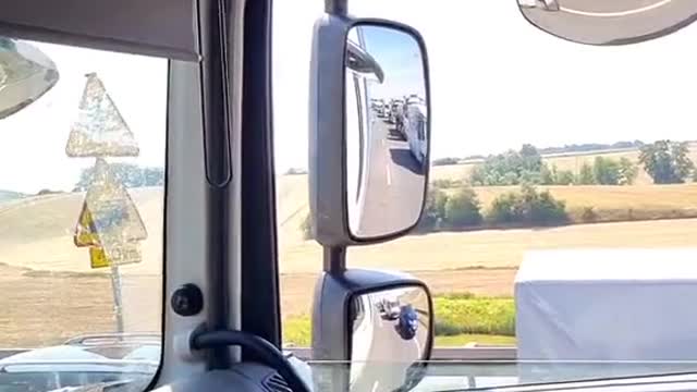 The truck driver was stuck on the highway