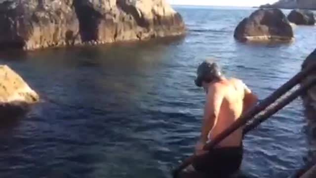 Lifeguard fooling around in the Crimea