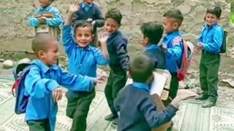 village children dancing after finish Exam
