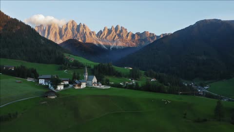 aerial view of santa maddalena church st magdalena in val di in italy