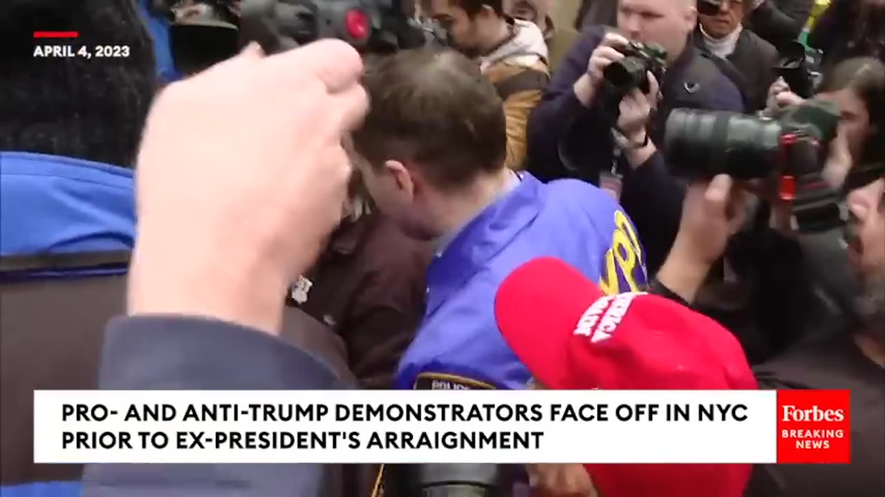 WILD VIDEO: Pro- And Anti-Trump Protesters Nearly Come To Blows In Before Ex-President's Arraignment