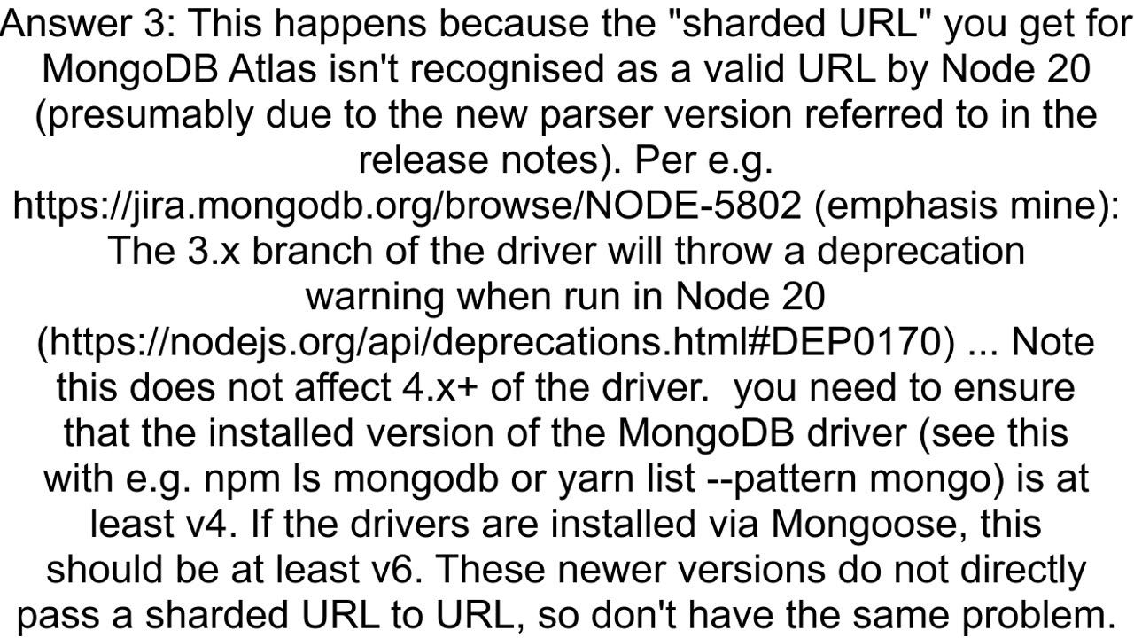 Receive DEP0170 when connecting MongoDB Atlas with Nodejs 2031