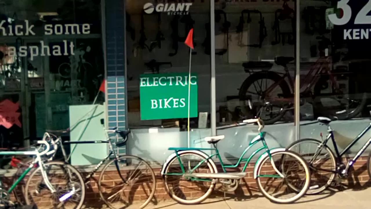 Outside Marty's bike shop