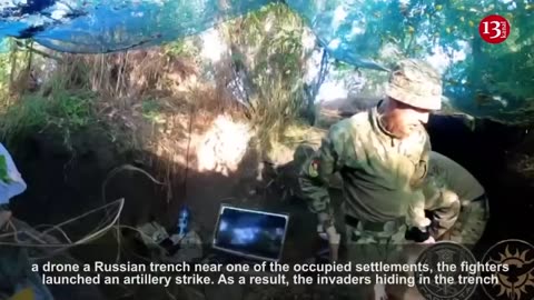 Ukrainian special forces open fire at trenches sheltering Russians - Drone footage