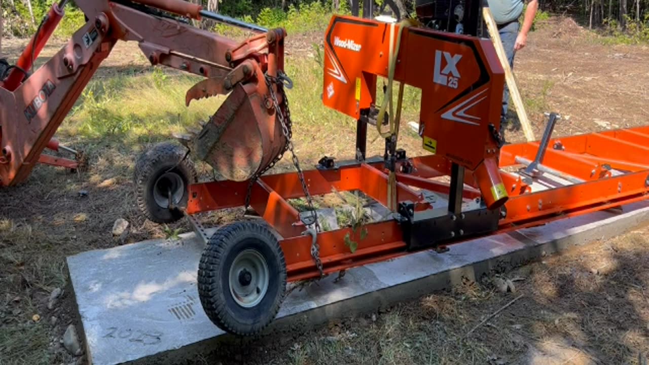 Setting The Sawmill Onto The Slab