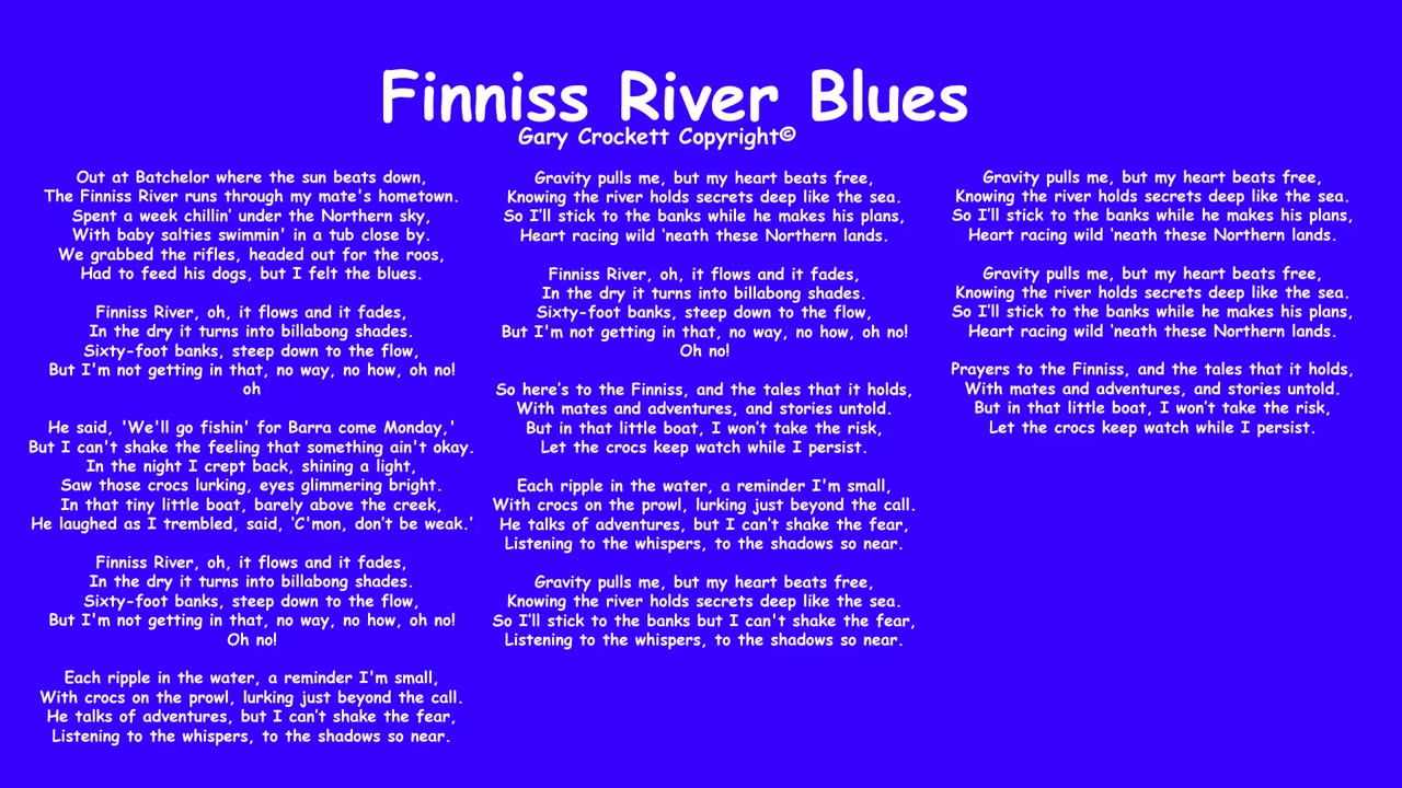 Finniss River Blues Indie Song