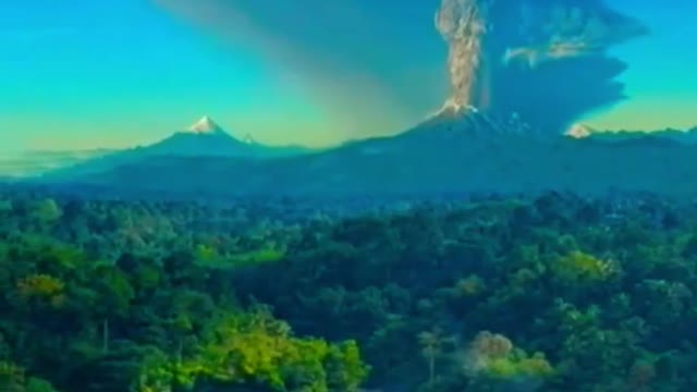 MOUNT SEMERU ERUPTED WITH NATURE'S BEAUTY AROUND IT