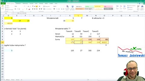 Lekcja 6. Formuły z kontekstem tablicowym - ćwiczenia. Kurs z Excel'a.