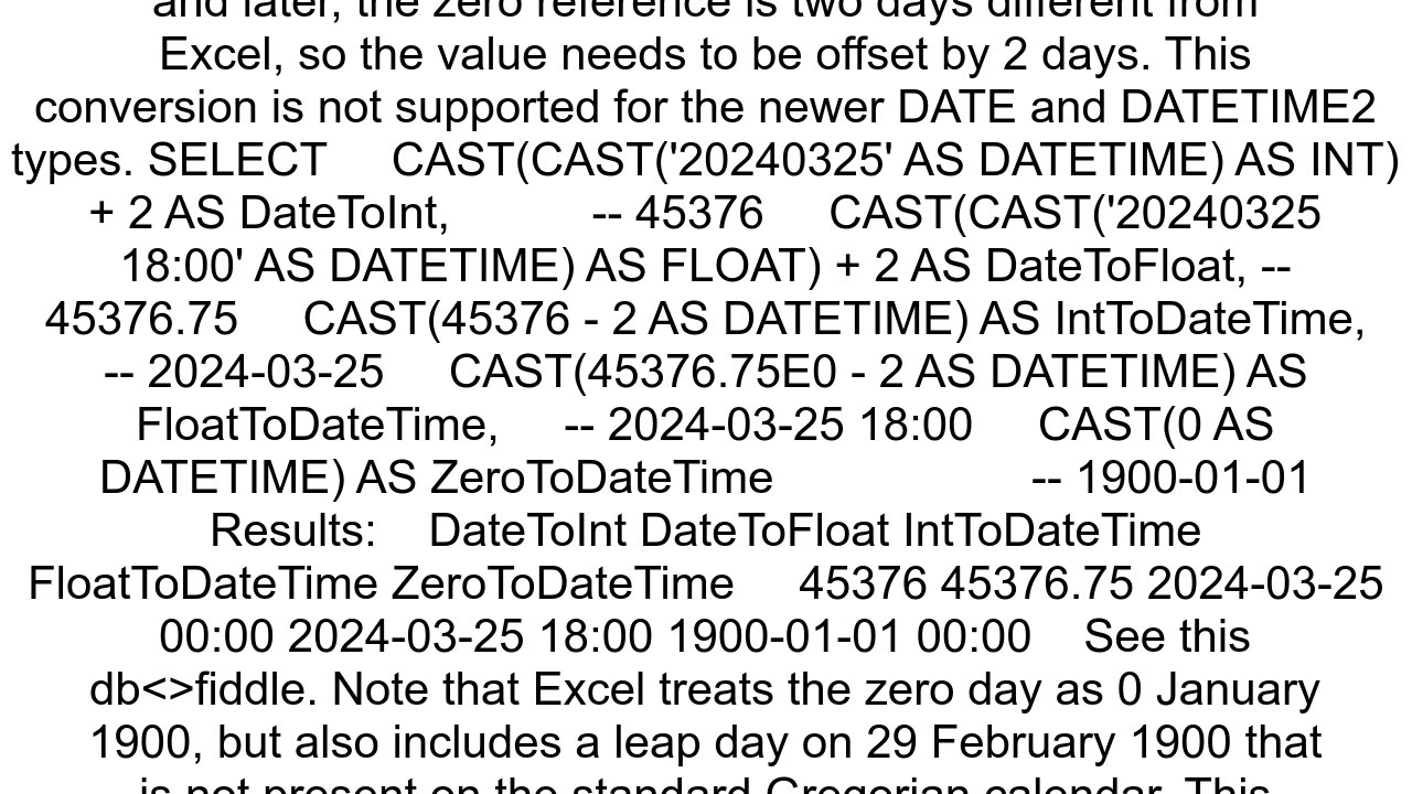 Convert SQL table date column to numeric value for days since 1999 like Excel