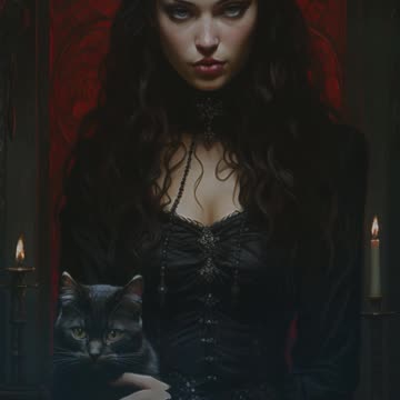 Gothic Witch | Gothic Woman | Gothic Girl | Black Cat | Witch Cat | Witchy | AI Art #witch