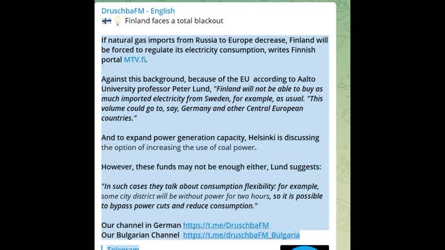 Finland faces a total blackout