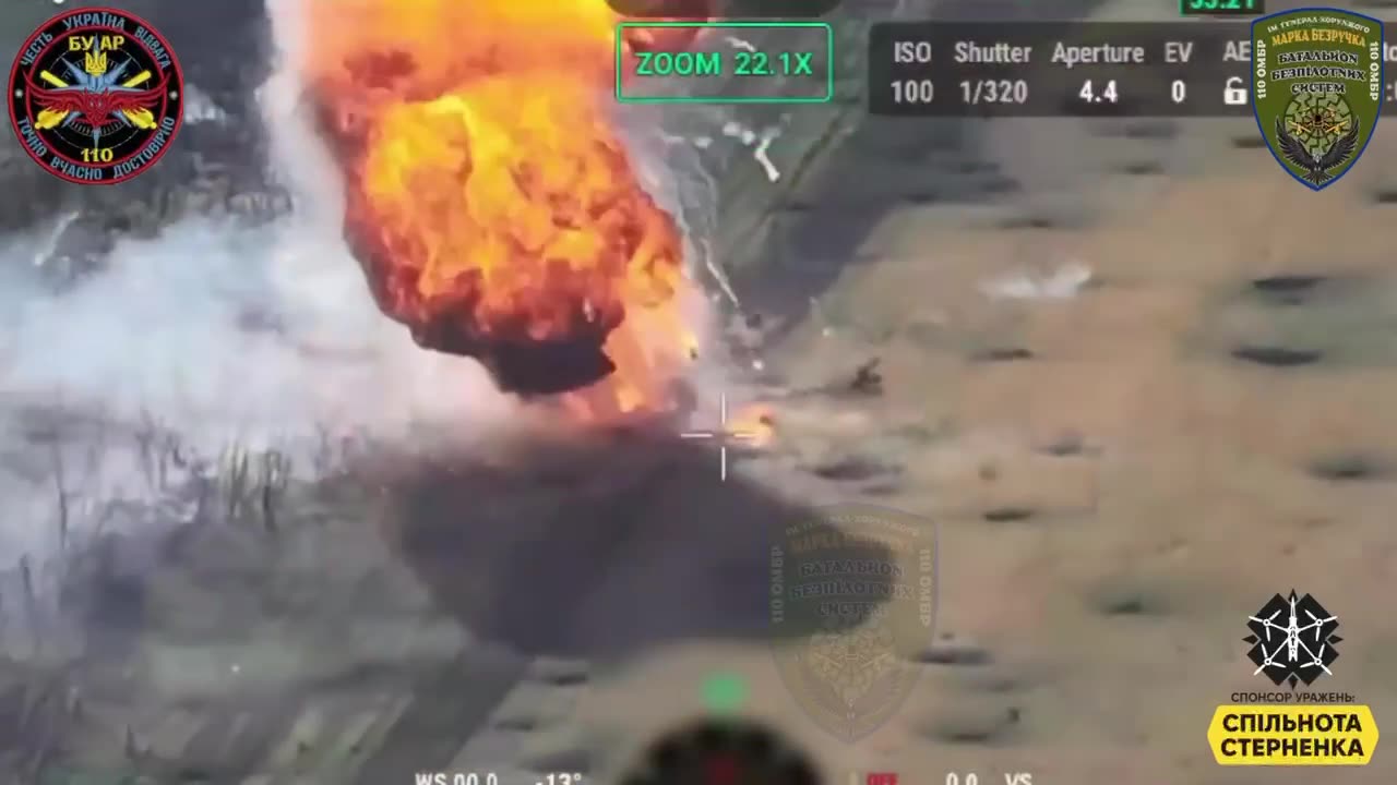 Russian Tank Hits a Mine During Failed Assault