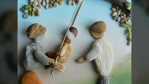 stone craft/pebble art/artistic wall painting