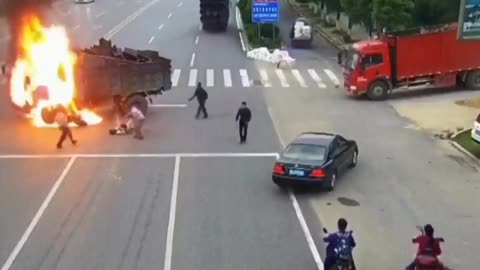 Motorcycle Hits Gas Tank