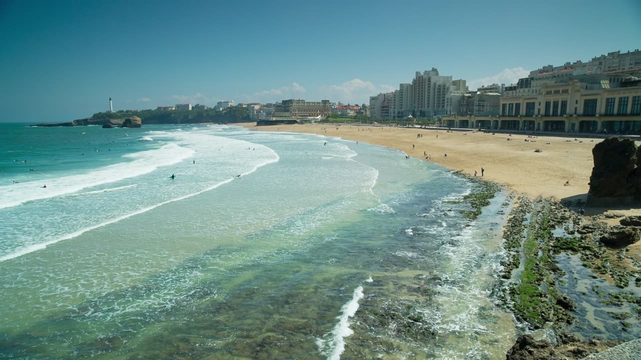 Ocean waves bursting on the shore of the coast