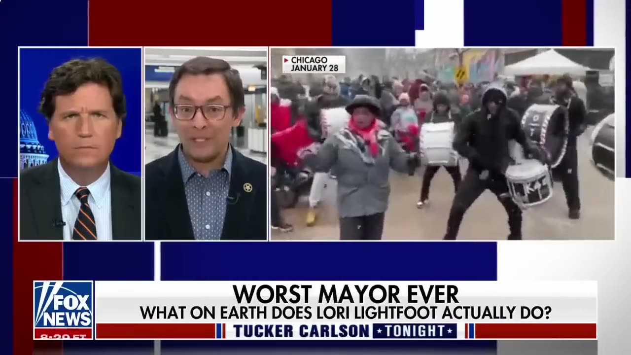 Chicago Democrat tells Tucker Chicago O'Hare is overrun by the homeless