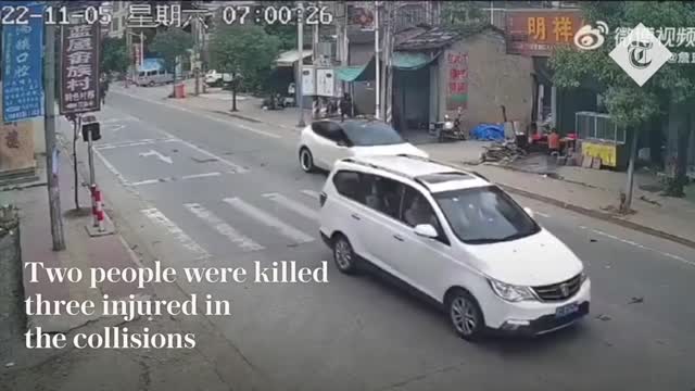 Tesla driver loses control as car speeds down street causing two deaths