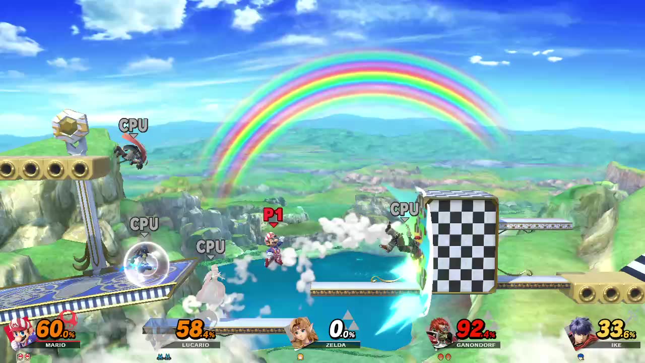 Mario Vs Lucario Vs Zelda Vs Ganondorf Vs Ike on Rainbow Cruise (Super Smash Bros Ultimate)