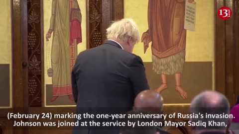 Former UK PM Johnson lights candle for Ukraine at anniversary service