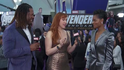 Letitia Wright reacts to Shuri getting snapped by Thanos LIVE from the Avengers Endgame Premiere