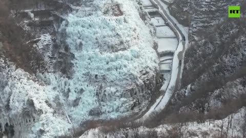 Enchanting frozen waterfalls amaze visitors in China’s Shandong province