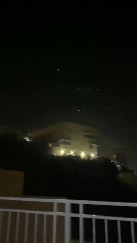 Footage of Israeli air defence activity over Israel amid Iranian UAV and missile attack