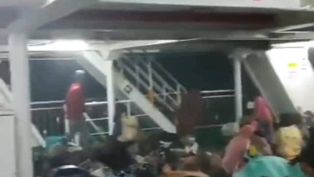 The ship was hit by strong winds from Mamuju to Kalimantan