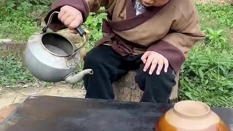 Beautiful nature life FN60 -- Mountain tribal kid knows how to make an amazing breakfast #shorts #fy