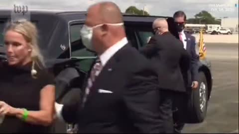 TrumpGets Pushed*into the Car by the Security