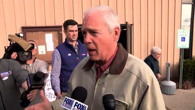 Sen. Ron Johnson spoke to reporters after voting in Oshkosh on Tuesday