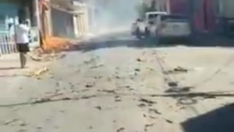 Burning truck drives through town -We're on a Highway To Hell - crazy-assed trucker