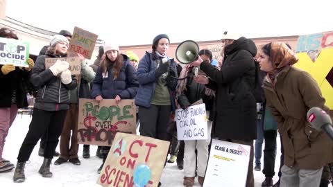 Greta Thunberg attends protest at end of WEF