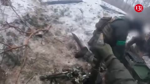 Ukrainian troops conducting reconnaissance in snowy forest encounter Russians-fierce battle occurred