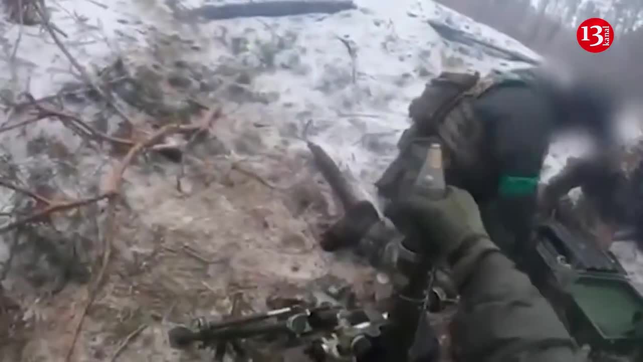 Ukrainian troops conducting reconnaissance in snowy forest encounter Russians-fierce battle occurred