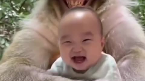 Funny baby laughing