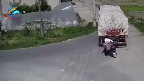 Truck and motorcycle accident