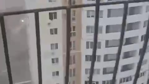 The first seconds after arriving in Kharkov, filmed by a resident of a neighboring house.