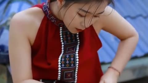 See how the beautiful girl works so beautifully