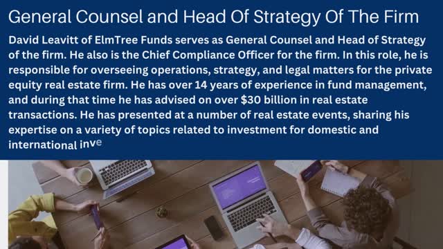 David Leavitt of ElmTree Funds - A Private Equity Real Estate Firm