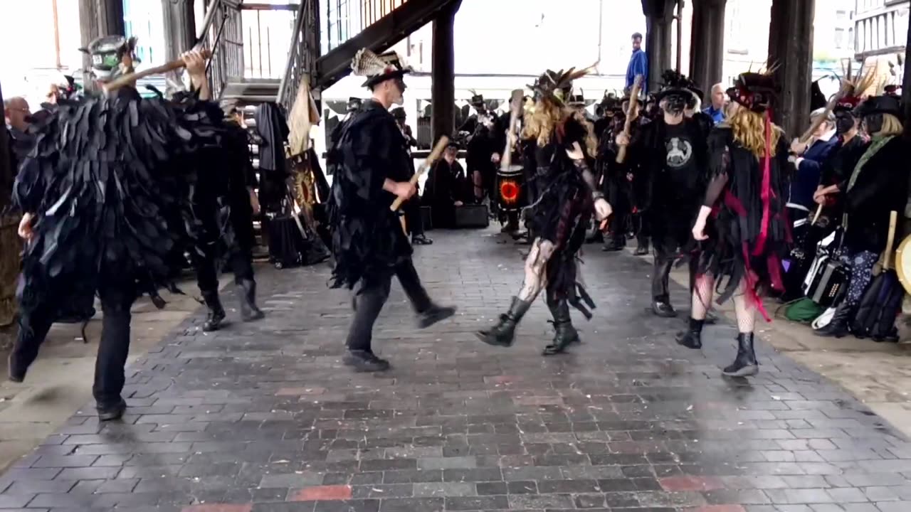 Beltane Border Morris dance Three Ravens at the dark gathering 2018