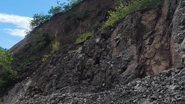 Massive Landslide Breaks Free Near Road in the Philippines