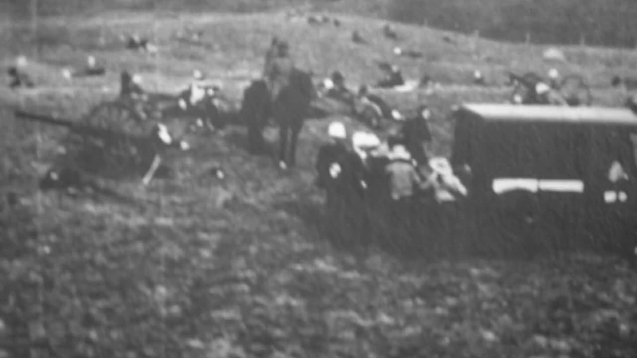 Red Cross Ambulance On Battlefield (1900 Original Black & White Film)