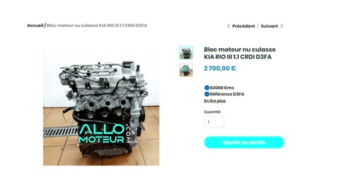 ALLOMOTEURCOM - Bloc moteur nu culasse KIA RIO III 1.1 CRDI D3FA