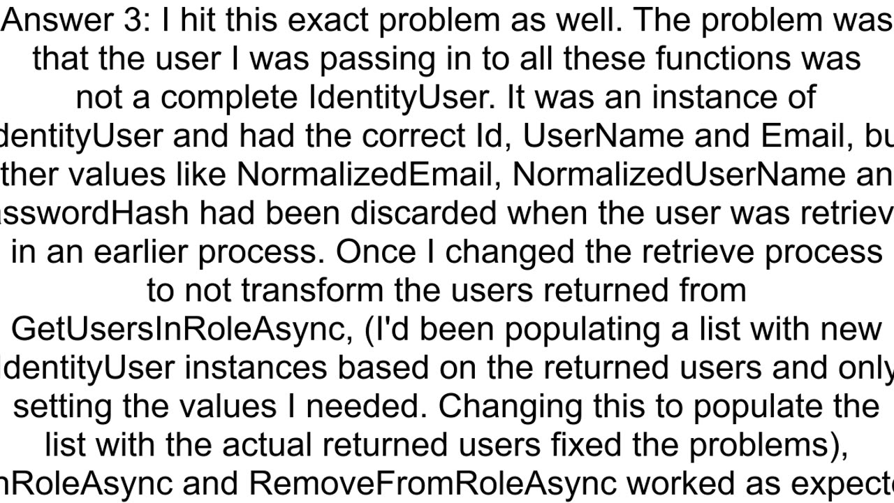 AspNetCore.Identity RemoveFromRoleAsync does not remove role from user