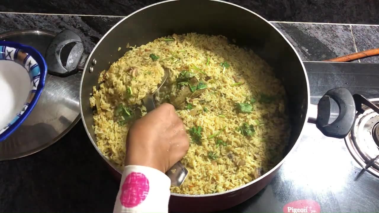 Homemade easy making Instant Mushroom Pulao!