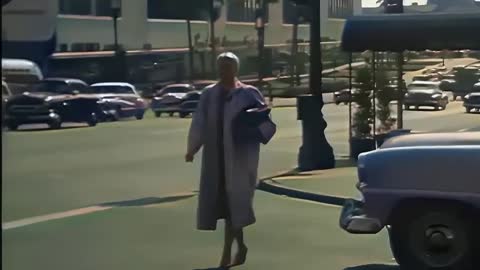 Los Angeles 1950s in color, Street Scene [60fps, Remastered] w_sound design added